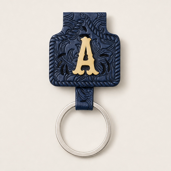 Tagsmith – Personalized Solid Brass Initial Cow Tag Keychain + 50 % OFF