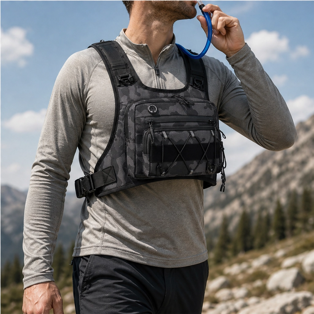 Flintrek – Hands-Free Hydration Chest Rig with 2L Bladder &amp; Front Storage + 50% OFF