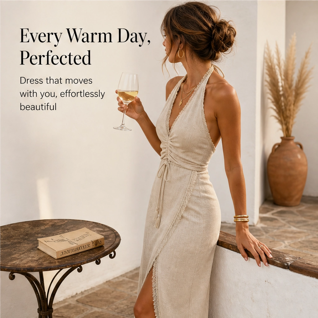 Sablé – Lace-Trim Faux-Linen Wrap Maxi Dress + 50% OFF