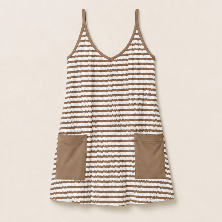 Solene – Striped Mini Dress with Built-In Shorts &amp; Pockets + 50% OFF
