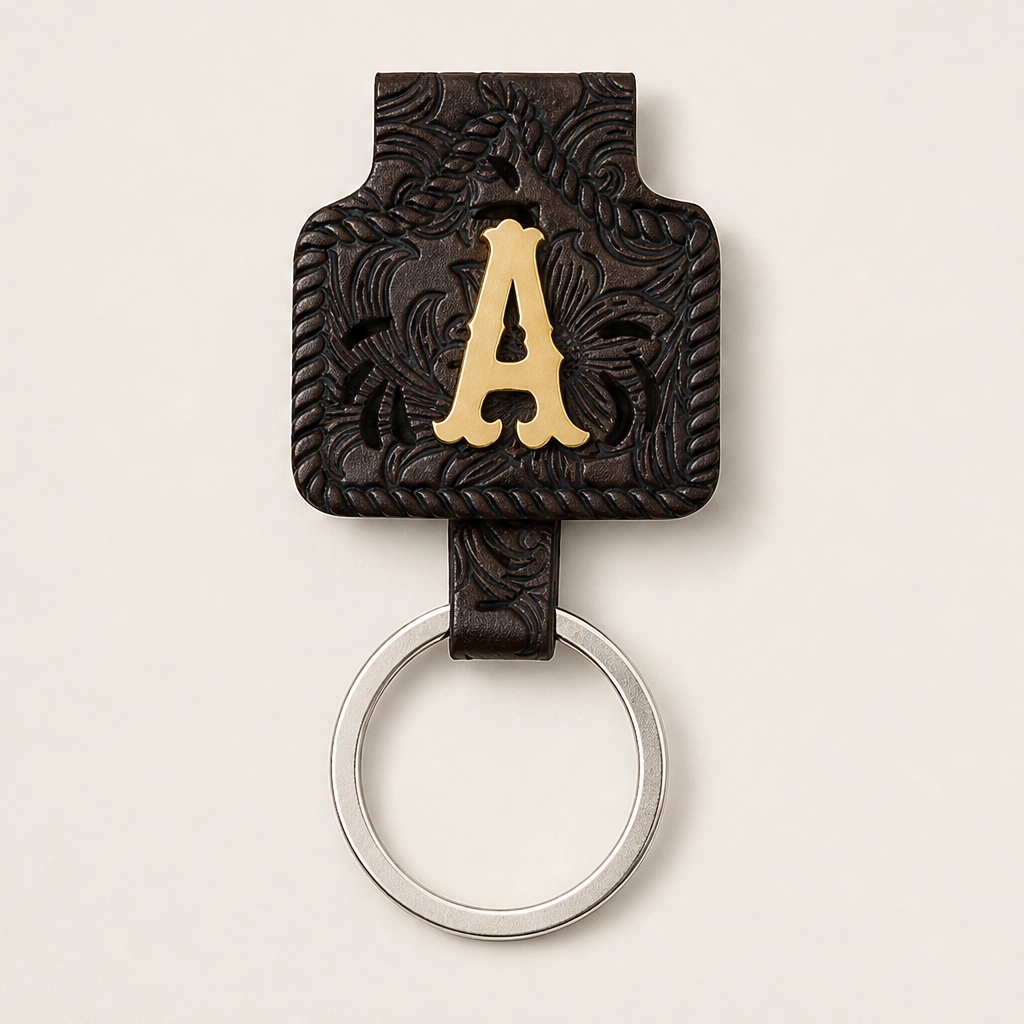 Tagsmith – Personalized Solid Brass Initial Cow Tag Keychain + 50 % OFF