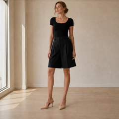 Marlowe – High-Waist Pleated Tailored Bermuda Shorts + 50% OFF