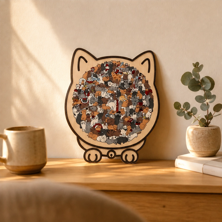 Birchpaw – Wooden Cat &amp; Dog Puzzle with Display Stand + 50% OFF