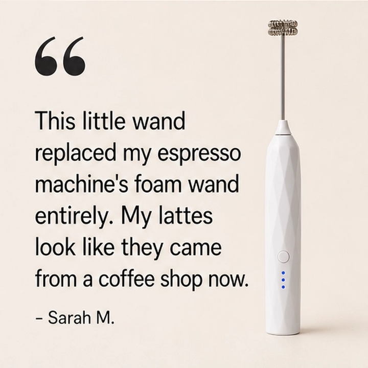 Cremara – 3-Speed Rechargeable Handheld Milk Frother &amp; Whisk Set + 50% OFF