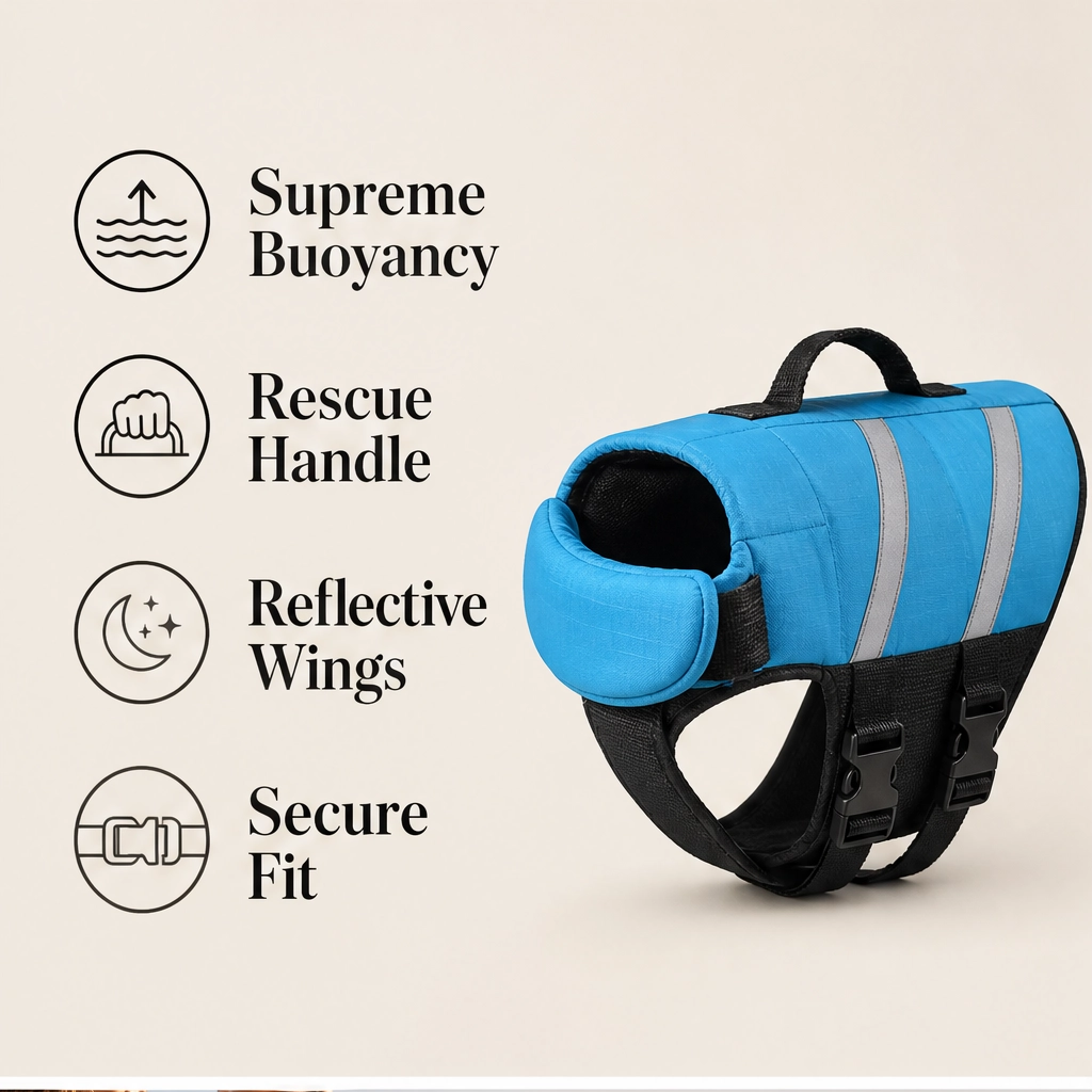 Seraphin – Angel Wing Dog Life Jacket with Head Float &amp; Rescue Handle + 50% OFF