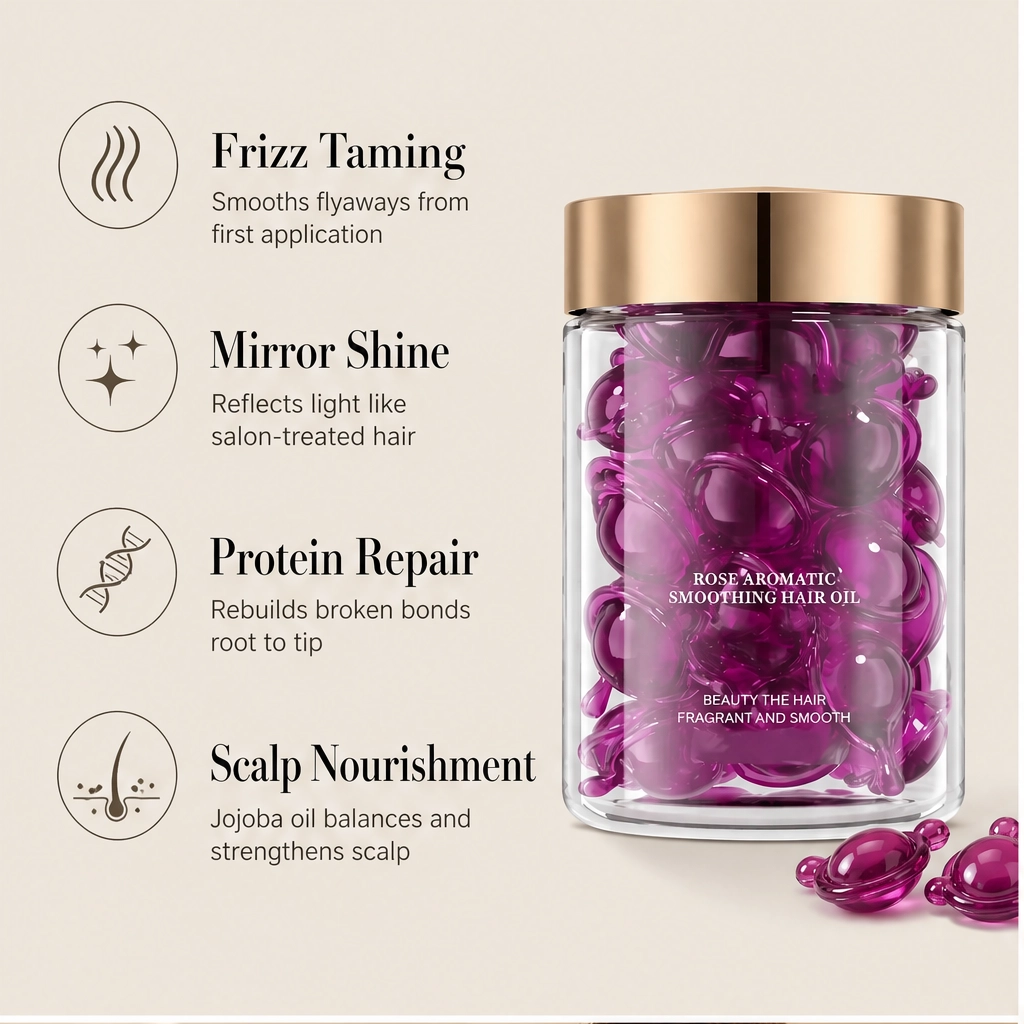 Tressara – Argan &amp; Rosehip Hair Oil Capsules for Silky, Frizz-Free Shine + 1+1 FREE