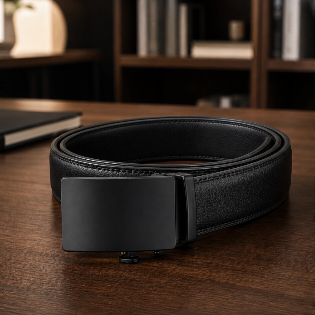 Latchford – Micro-Adjust Leather Ratchet Belt with Hidden Track + 50% OFF