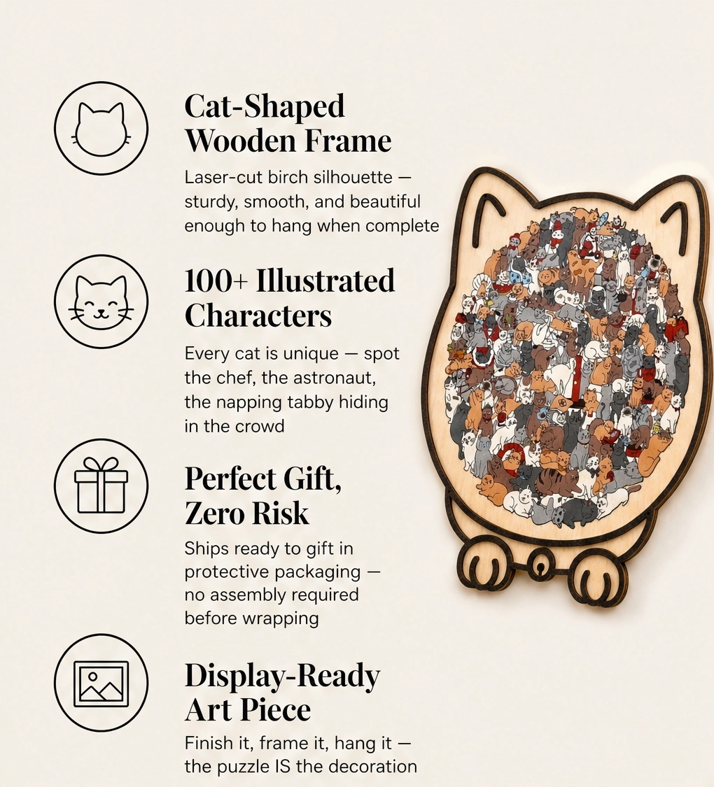 Birchpaw – Wooden Cat &amp; Dog Puzzle with Display Stand + 50% OFF