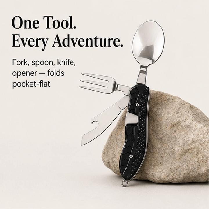 Emberwick – Folding 4-in-1 Stainless Steel Camp Cutlery Set + 50% OFF