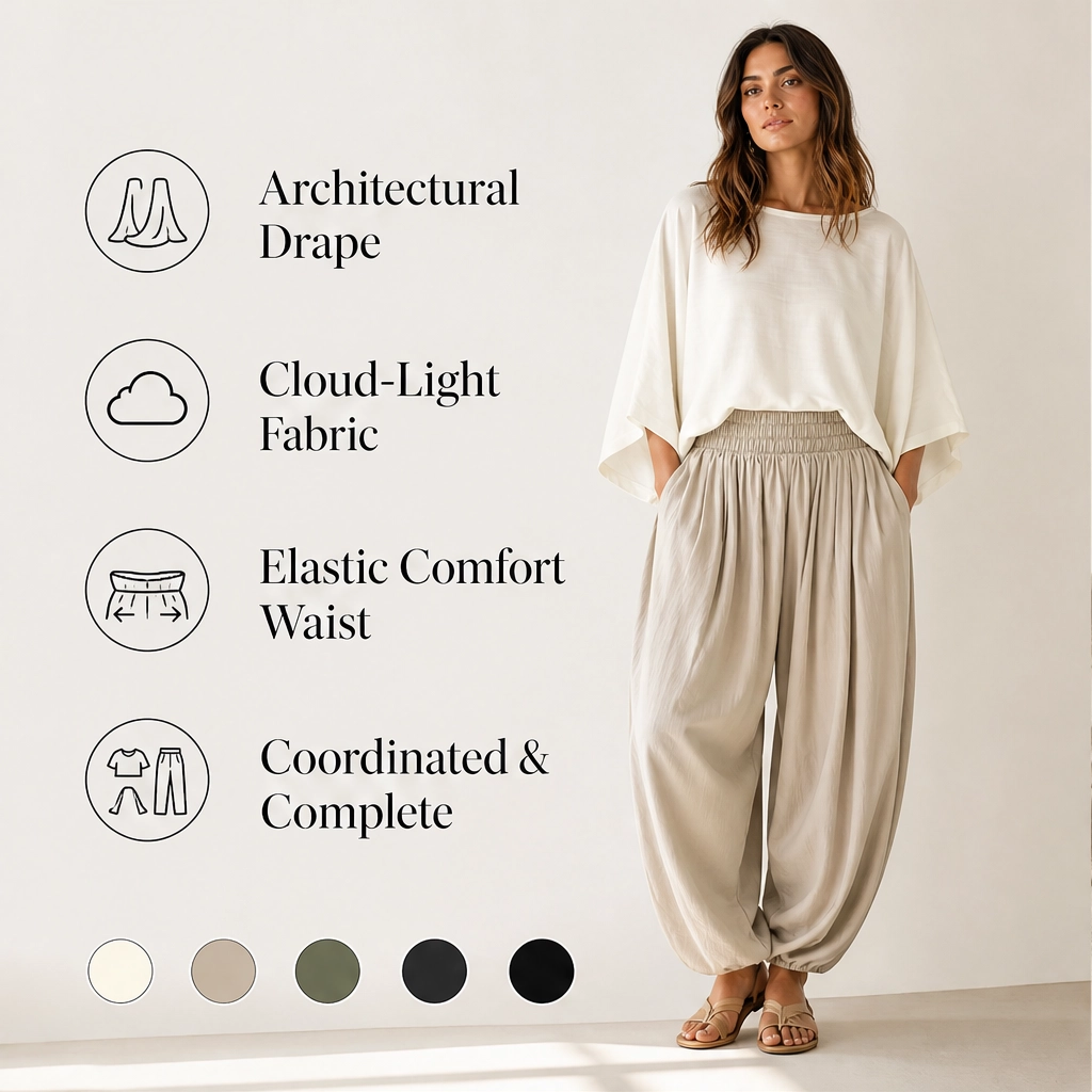 Rivelle – Batwing Top &amp; Wide-Leg Two-Piece Lounge Set + 50% OFF