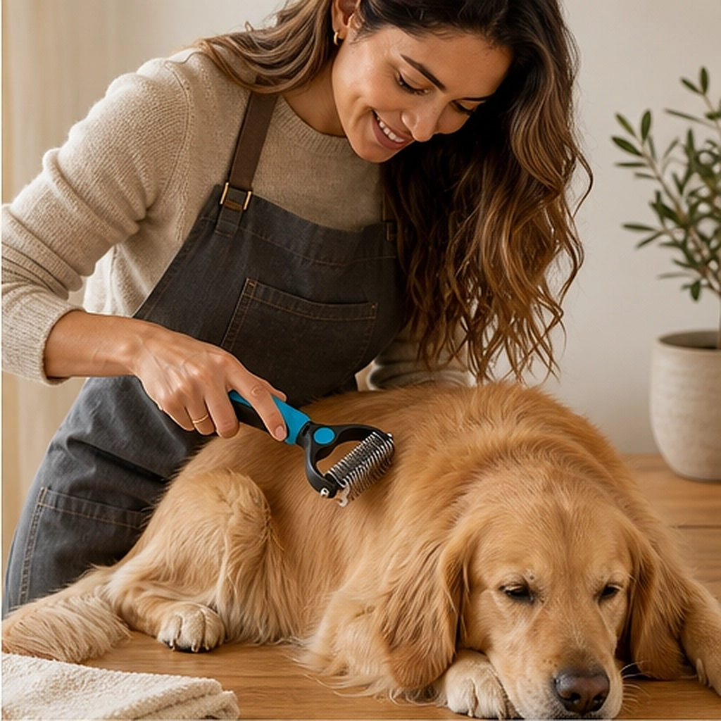 Furrow – Double-Sided Undercoat Rake &amp; Dematting Brush for Dogs and Cats + 50% OFF