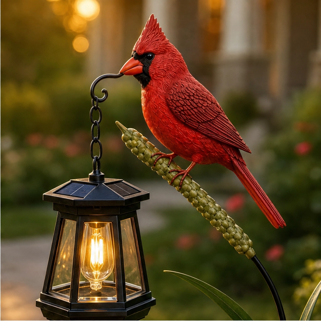 Emberwick – Solar Cardinal Lantern Garden Stake, Auto-On Warm Glow + 50% OFF