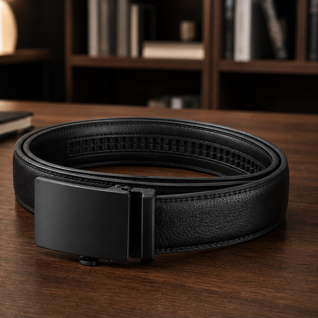 Latchford – Micro-Adjust Leather Ratchet Belt with Hidden Track + 50% OFF