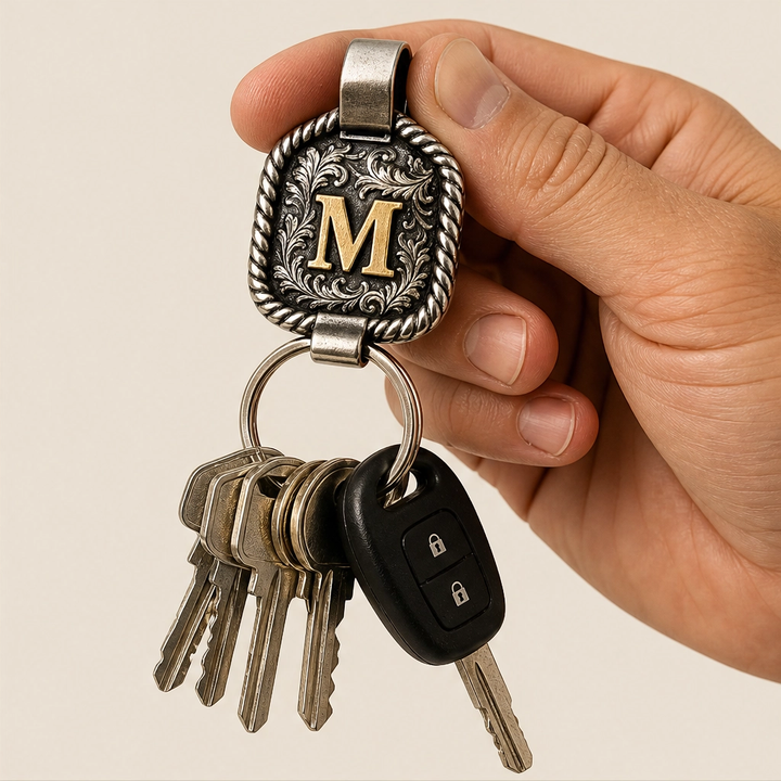 Tagsmith – Personalized Solid Brass Initial Cow Tag Keychain + 50 % OFF