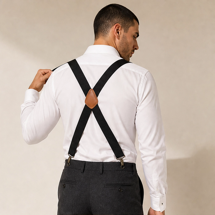 Bracewell – X-Back Hook-Clip Suspenders with Antique Bronze Buckles + 50% OFF