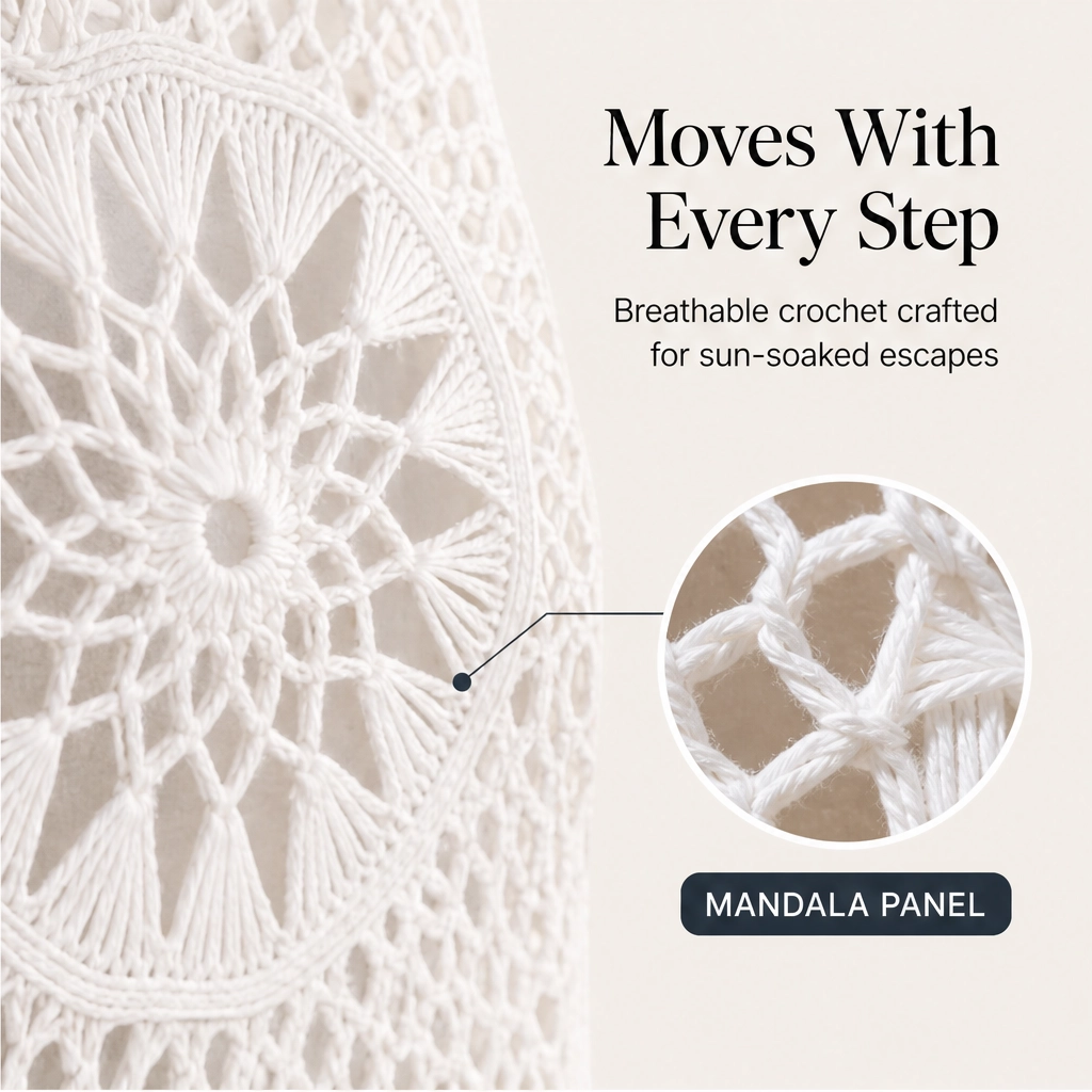Marévah – Crochet Tassel Beach Cover-Up with Flowing One-Size Fit + 50% OFF