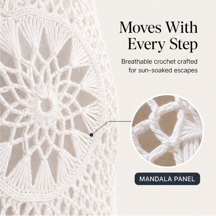 Marévah – Crochet Tassel Beach Cover-Up with Flowing One-Size Fit + 50% OFF