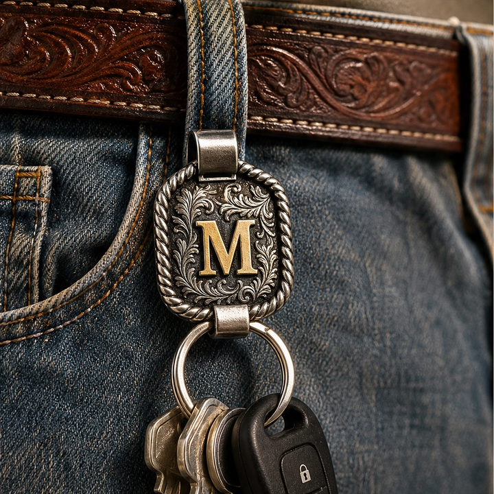 Tagsmith – Personalized Solid Brass Initial Cow Tag Keychain + 50 % OFF