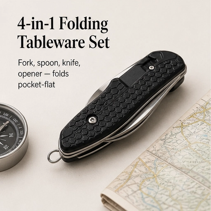 Emberwick – Folding 4-in-1 Stainless Steel Camp Cutlery Set + 50% OFF