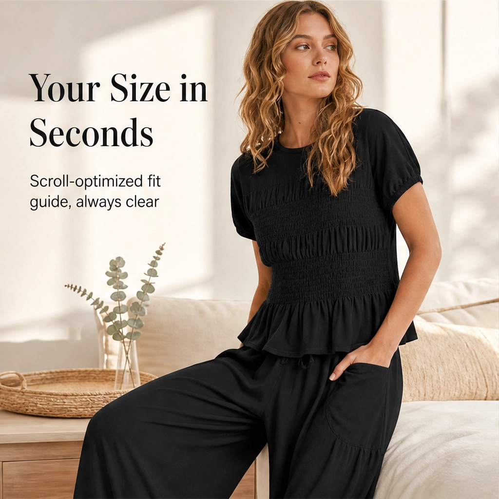 Amaryse – Smocked Peplum Top &amp; Wide-Leg Pocket Pants Set + 50% OFF