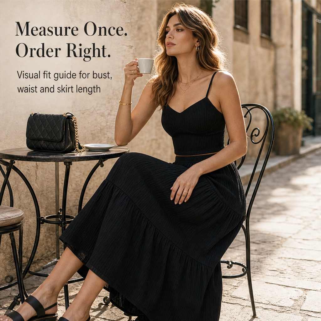Solène – Tiered Crinkle Two-Piece Cami Top &amp; Maxi Skirt Set + 50% OFF