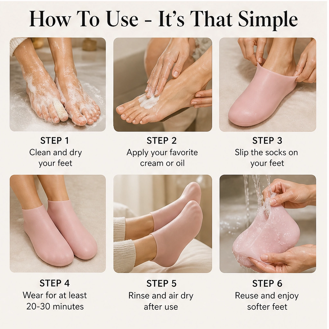 Emollia – Full-Foot Silicone Moisturizing Socks, Reusable Spa Socks + 50% OFF