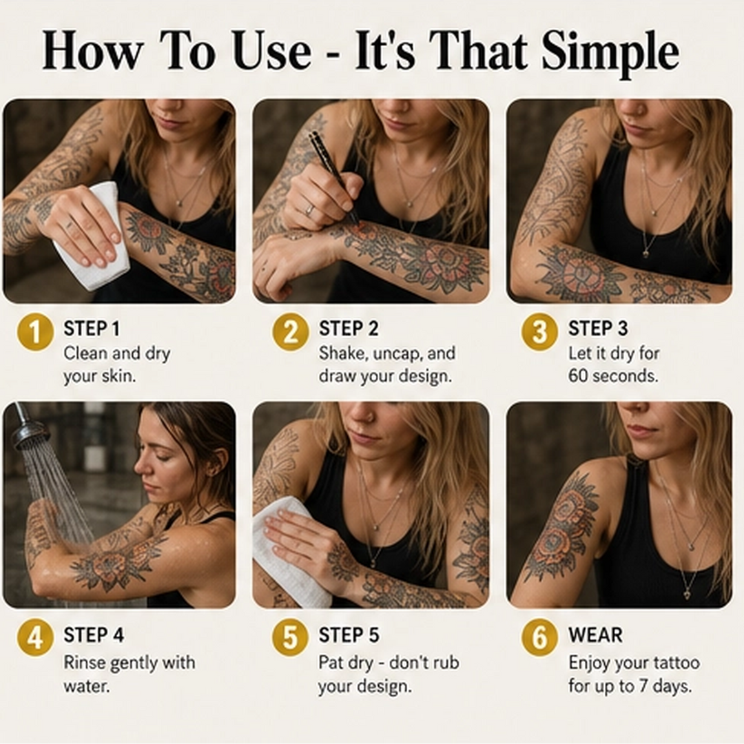 Inkmuse – 10-Color Water-Resistant Temporary Tattoo Marker Set + BUY 1 PICK 1