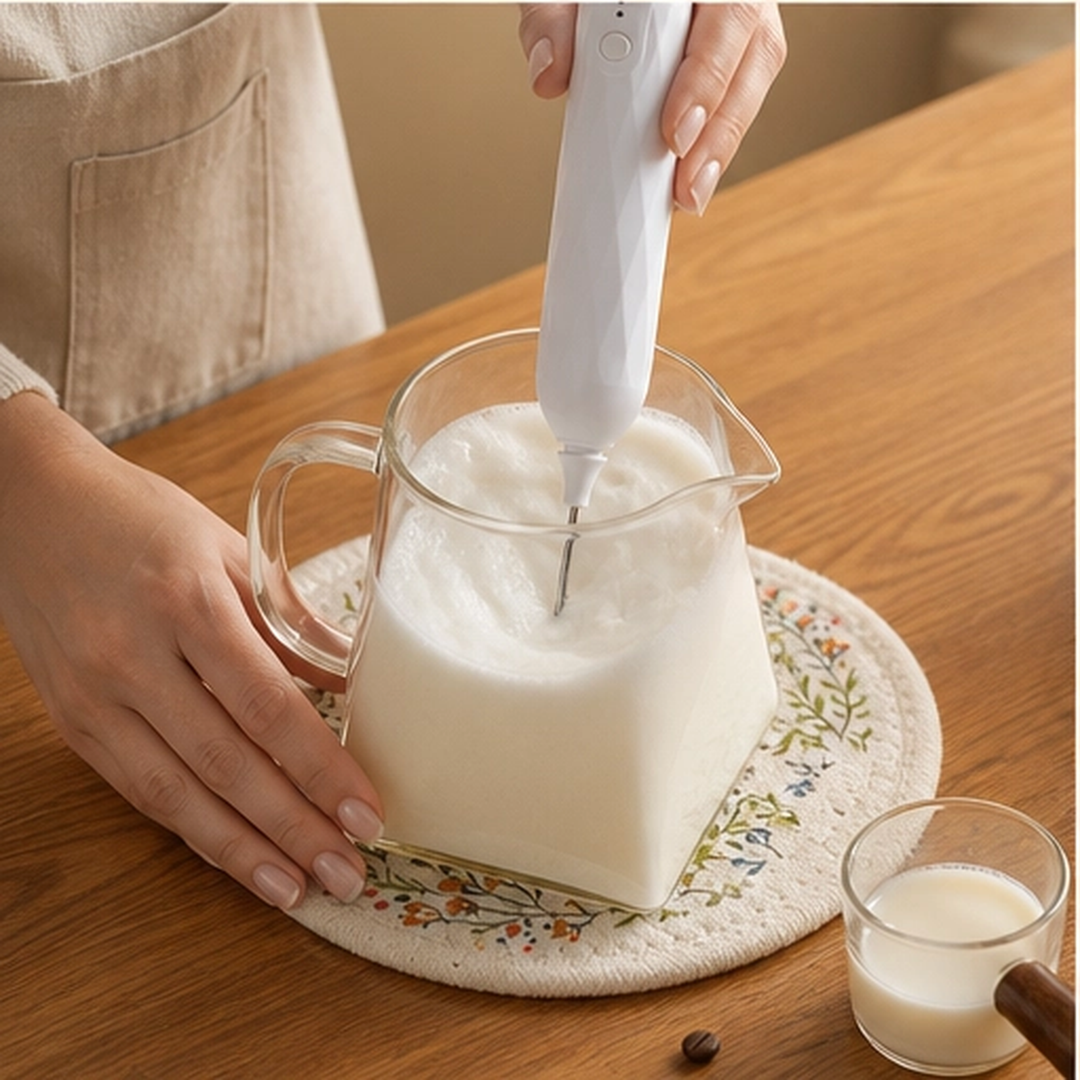 Cremara – 3-Speed Rechargeable Handheld Milk Frother &amp; Whisk Set + 50% OFF