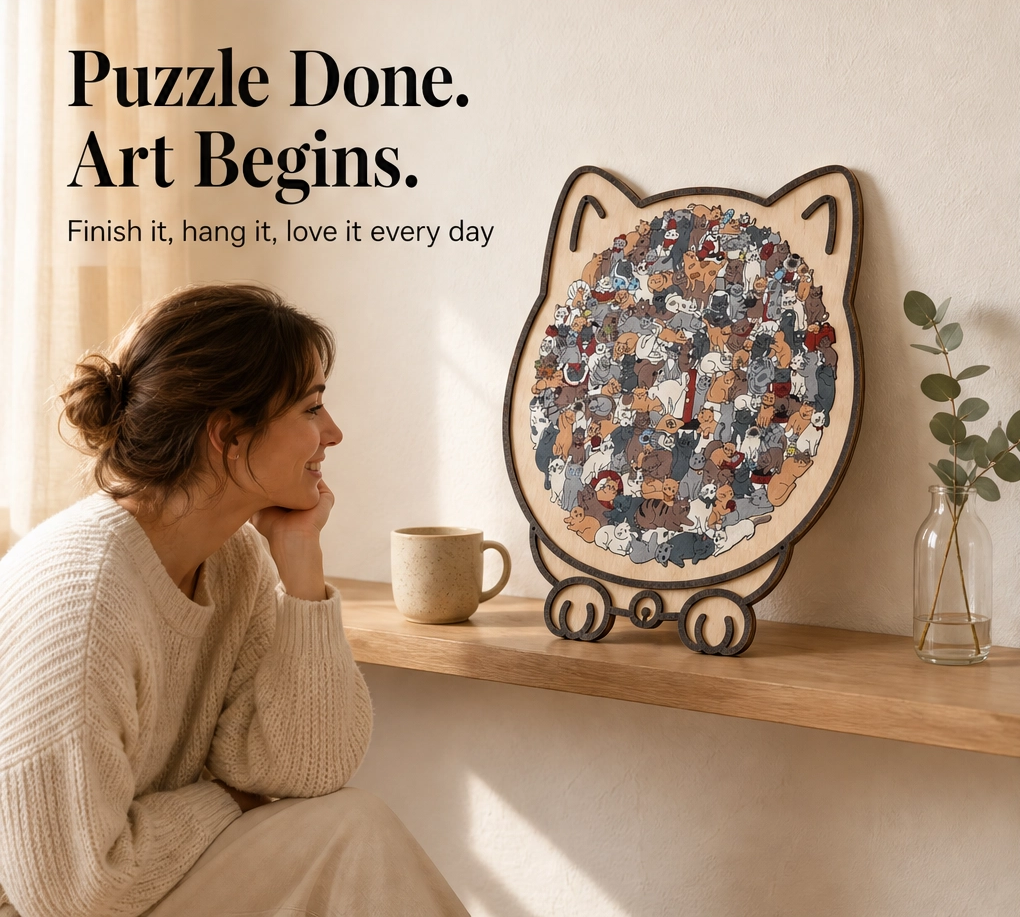 Birchpaw – Wooden Cat &amp; Dog Puzzle with Display Stand + 50% OFF