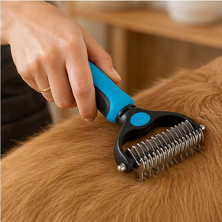 Furrow – Double-Sided Undercoat Rake &amp; Dematting Brush for Dogs and Cats + 50% OFF