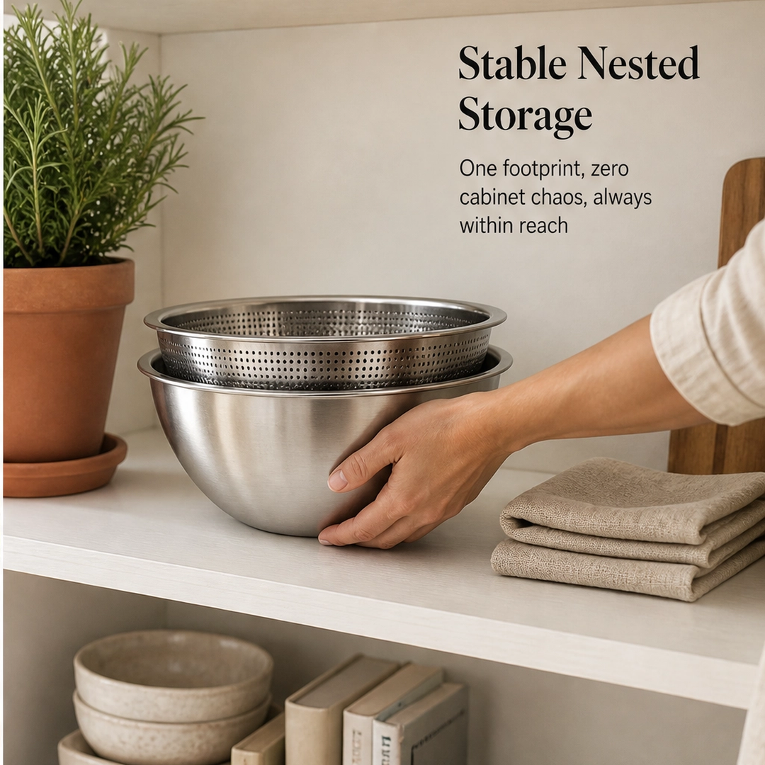 Prepwell – 3-in-1 Stainless Steel Basin with Grater Lid &amp; Drain Basket + 50% OFF