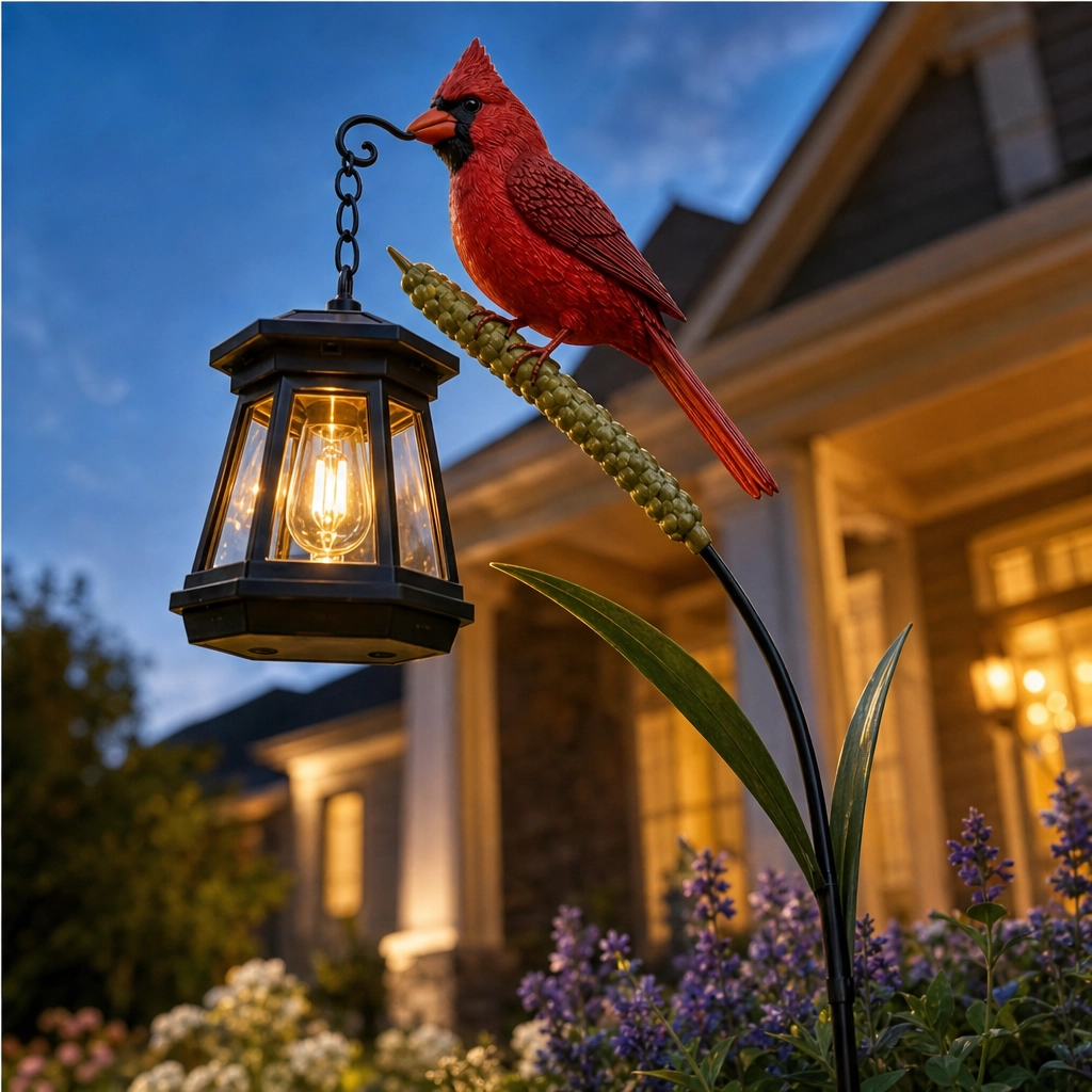 Emberwick – Solar Cardinal Lantern Garden Stake, Auto-On Warm Glow + 50% OFF