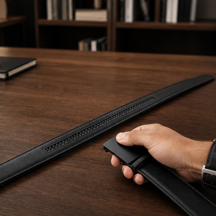 Latchford – Micro-Adjust Leather Ratchet Belt with Hidden Track + 50% OFF