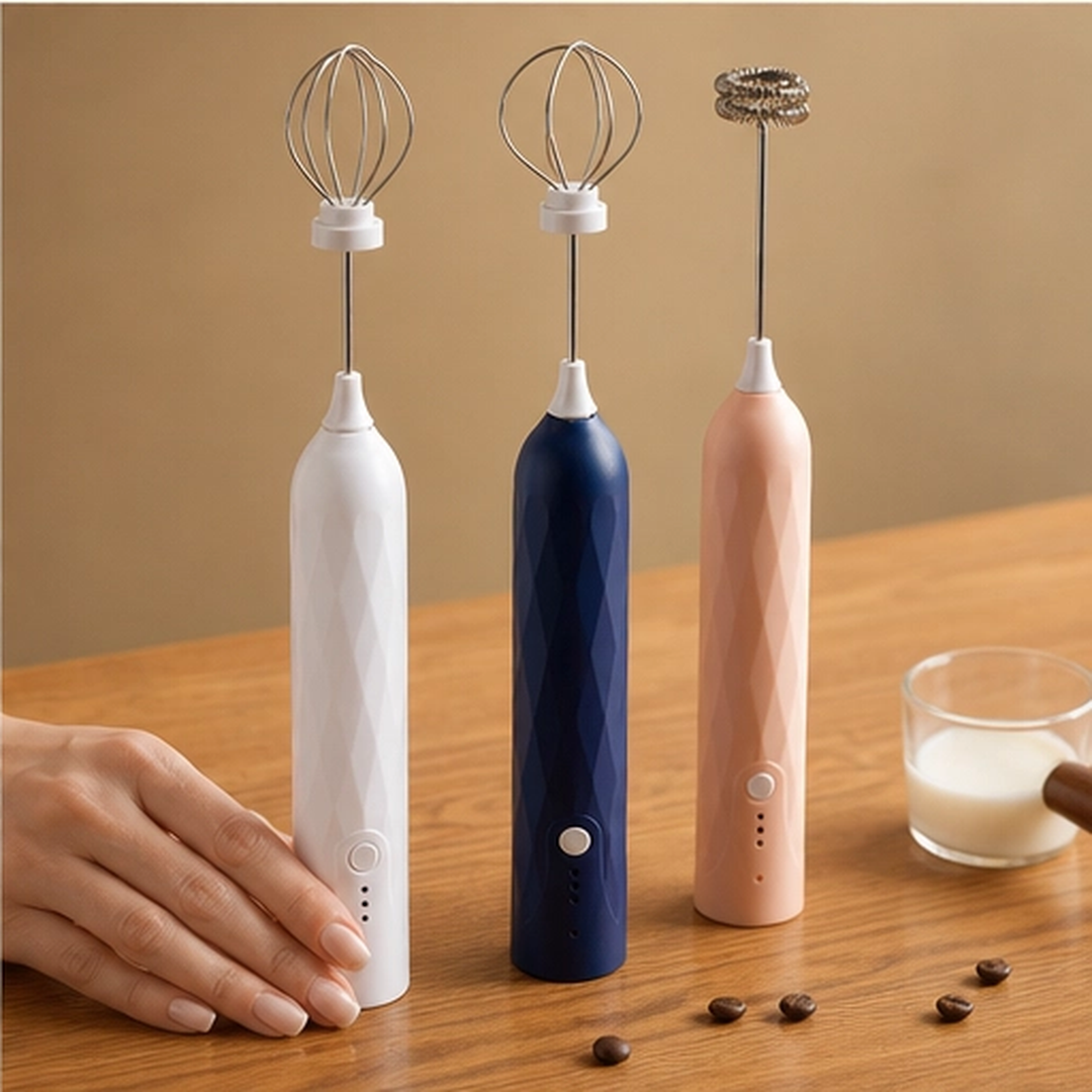 Cremara – 3-Speed Rechargeable Handheld Milk Frother &amp; Whisk Set + 50% OFF
