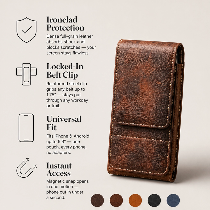 Latchford – Magnetic Belt Holster with Card Slot for Phones up to 6.3" + 50% OFF