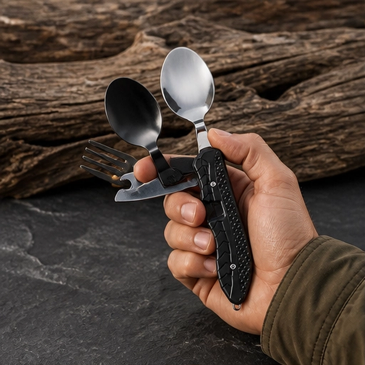Emberwick – Folding 4-in-1 Stainless Steel Camp Cutlery Set + 50% OFF