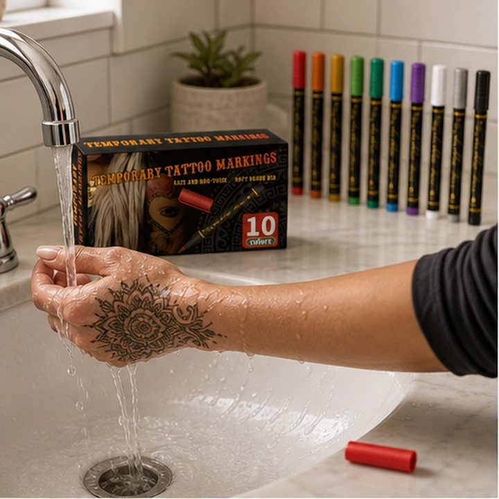 Inkmuse – 10-Color Water-Resistant Temporary Tattoo Marker Set + BUY 1 PICK 1