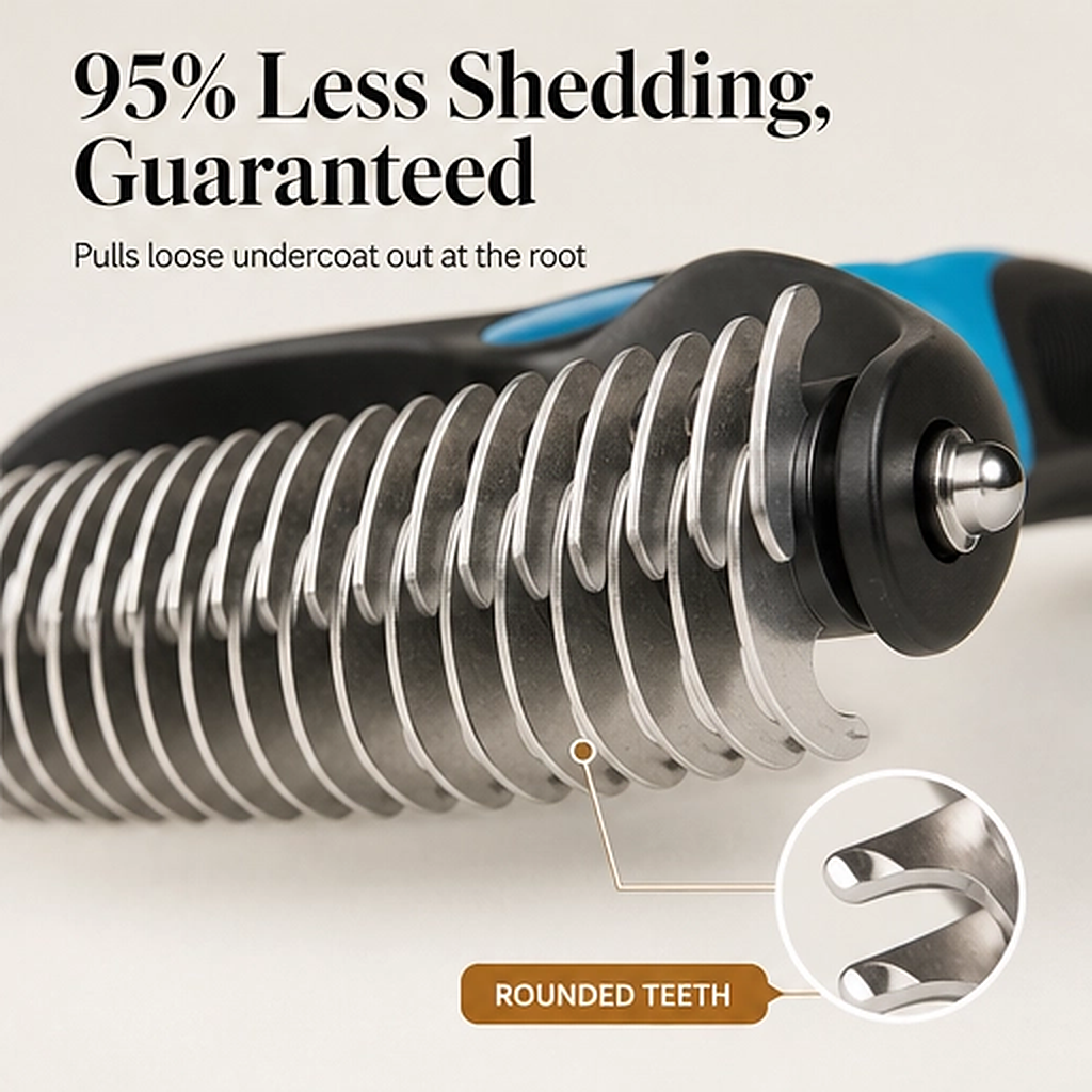 Furrow – Double-Sided Undercoat Rake &amp; Dematting Brush for Dogs and Cats + 50% OFF