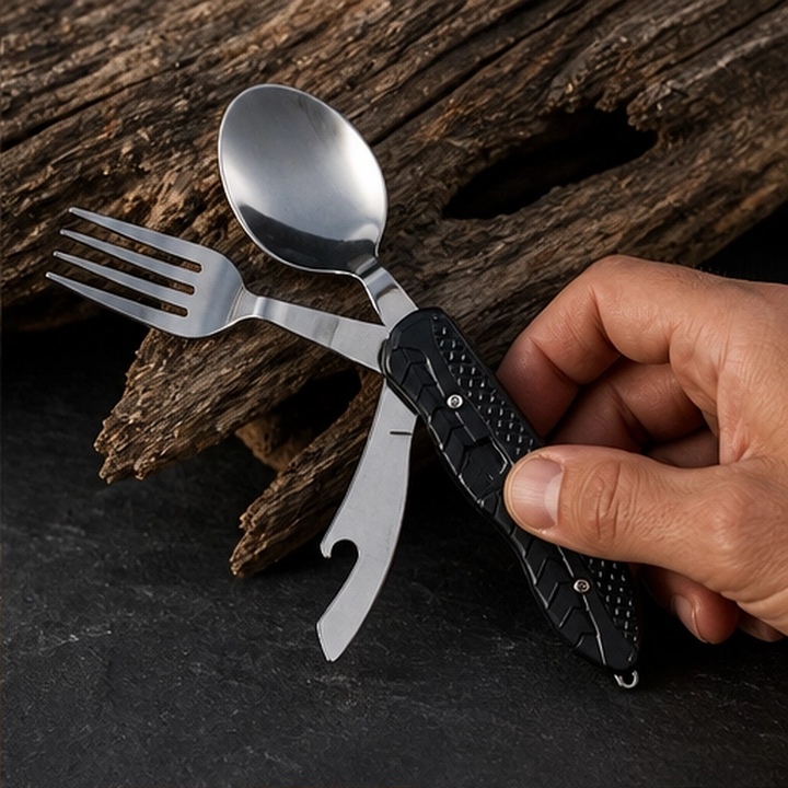 Emberwick – Folding 4-in-1 Stainless Steel Camp Cutlery Set + 50% OFF