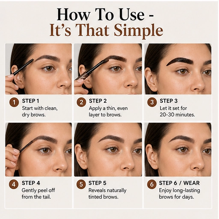 Sabline – Peel-Off Waterproof Brow Tint, 5 Shades with Angled Brush + 1+1 FREE