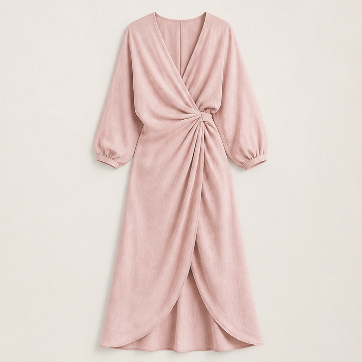 Amalfaine – Linen-Blend Draped Wrap Maxi Dress with Pockets + 50% OFF