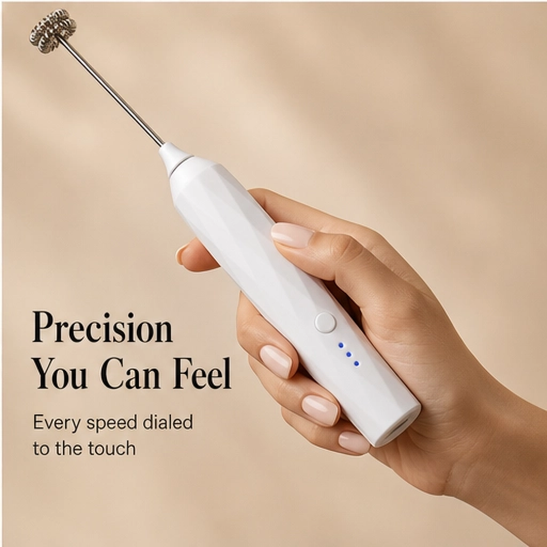Cremara – 3-Speed Rechargeable Handheld Milk Frother &amp; Whisk Set + 50% OFF