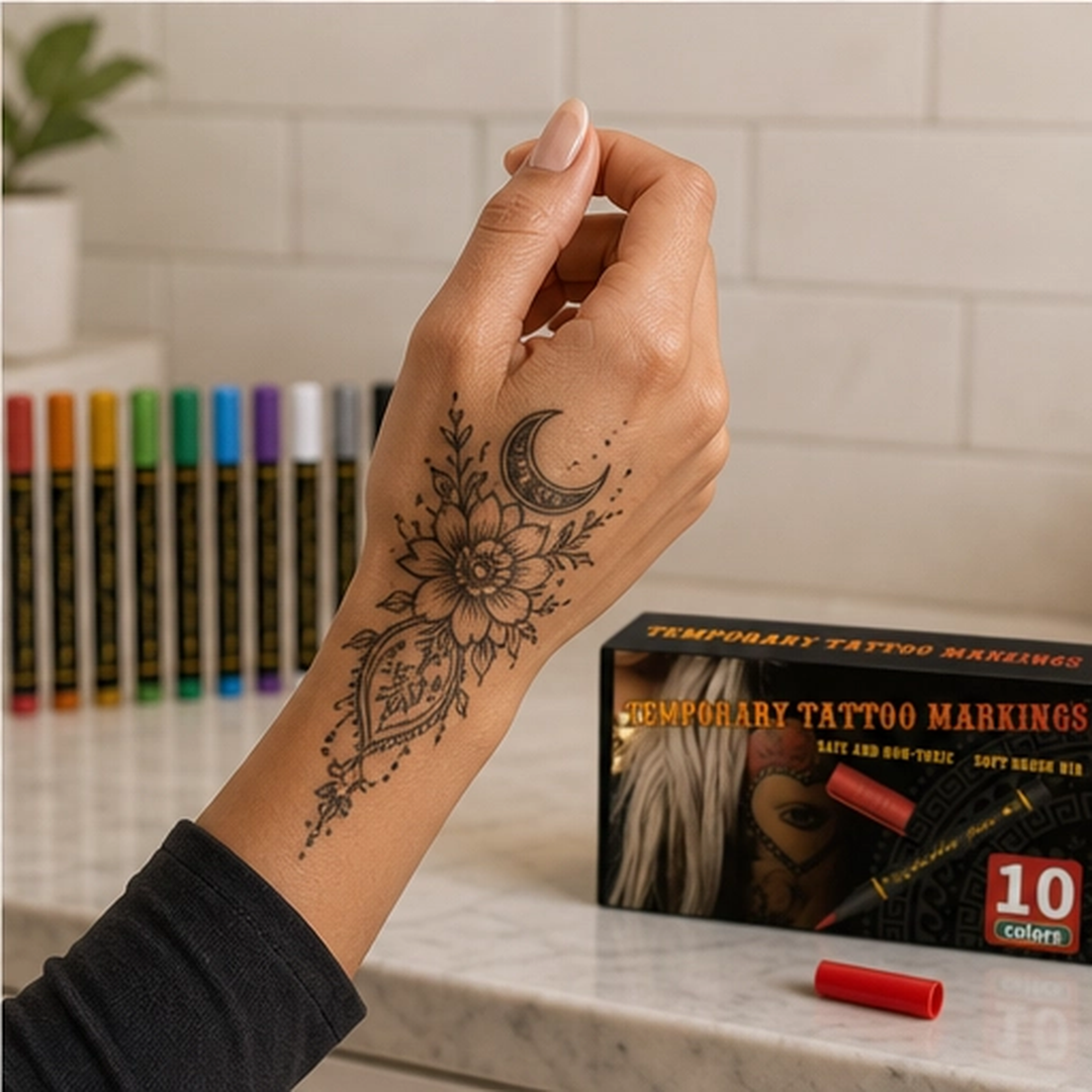 Inkmuse – 10-Color Water-Resistant Temporary Tattoo Marker Set + BUY 1 PICK 1