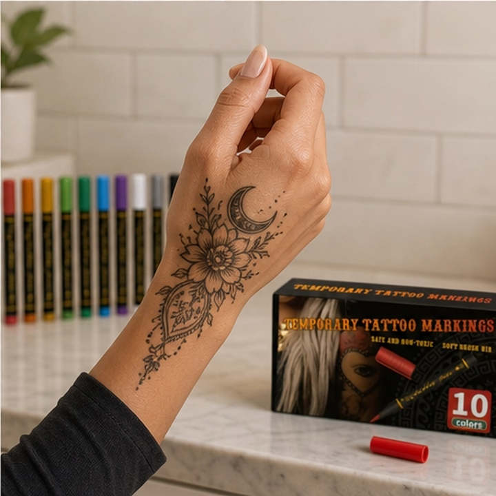 Inkmuse – 10-Color Water-Resistant Temporary Tattoo Marker Set + BUY 1 PICK 1