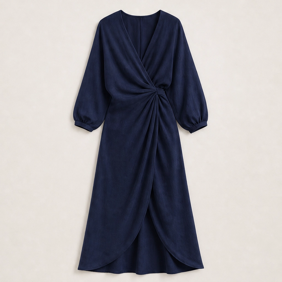 Amalfaine – Linen-Blend Draped Wrap Maxi Dress with Pockets + 50% OFF