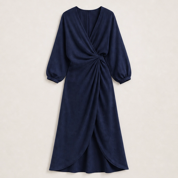 Amalfaine – Linen-Blend Draped Wrap Maxi Dress with Pockets + 50% OFF