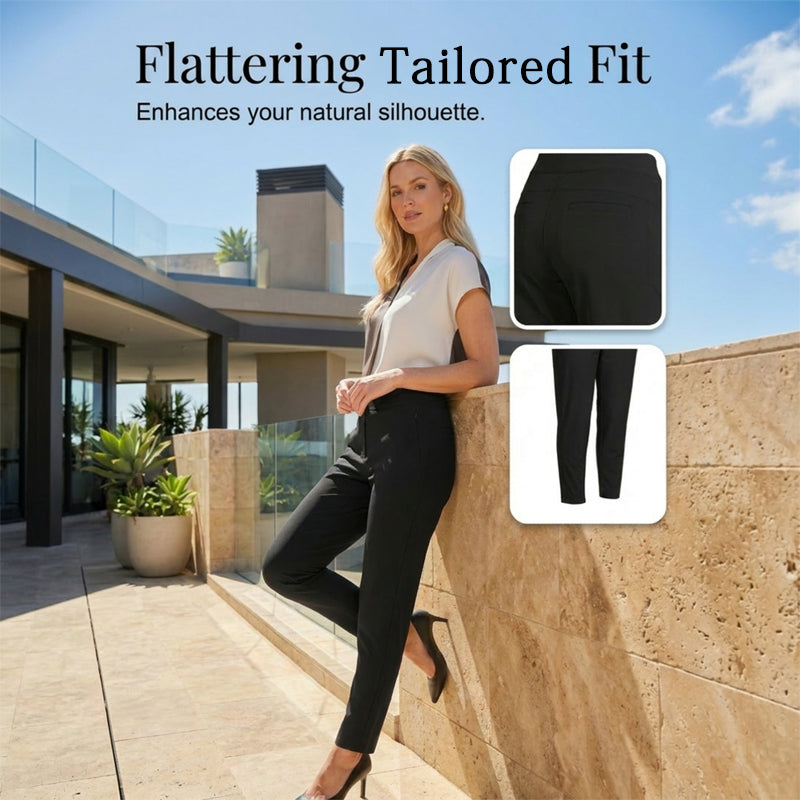 Vindra – Lightweight High-Waisted Zip-Pocket Ankle Trousers + 50% OFF