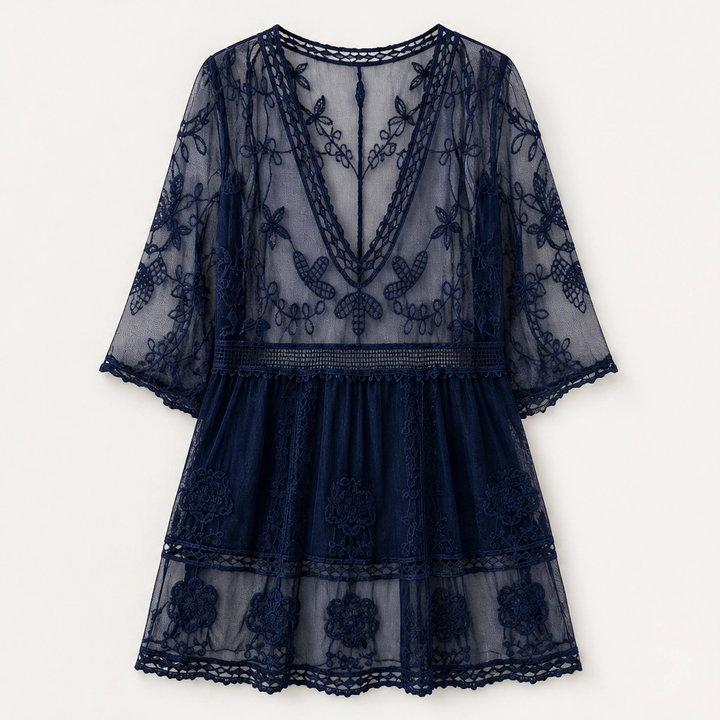 Calanova – Embroidered Lace Sheer Beach Cover-Up Dress + 50% OFF