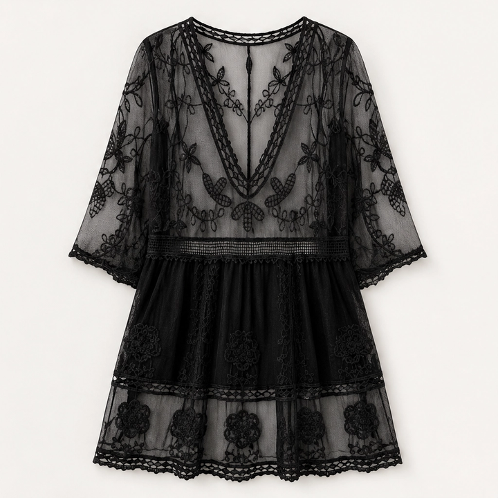 Calanova – Embroidered Lace Sheer Beach Cover-Up Dress + 50% OFF