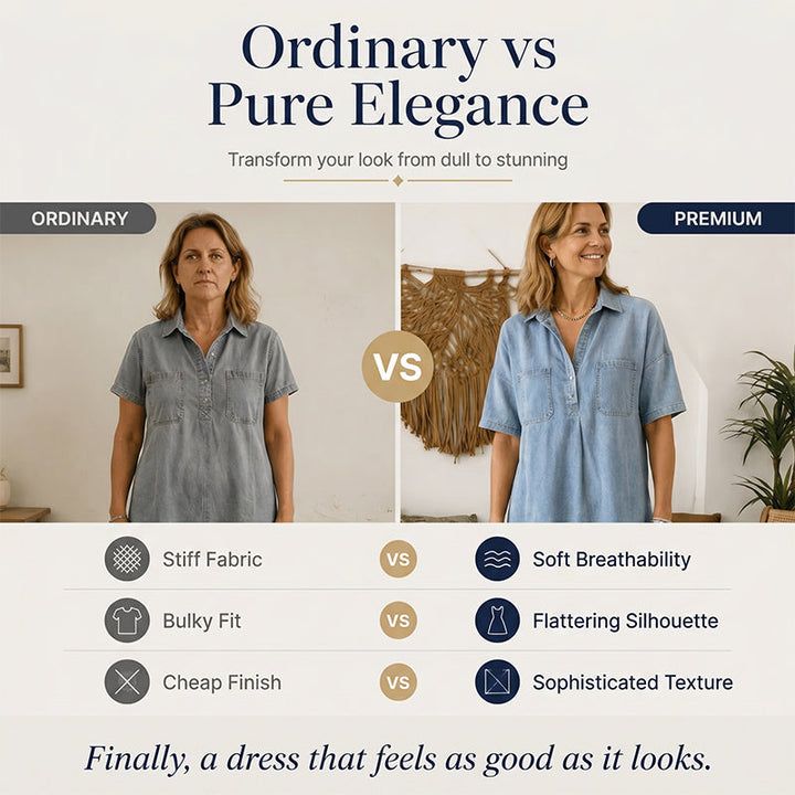Chambry – Soft Denim Midi Shirt Dress with Pockets, Relaxed A-Line Fit + 50% OFF